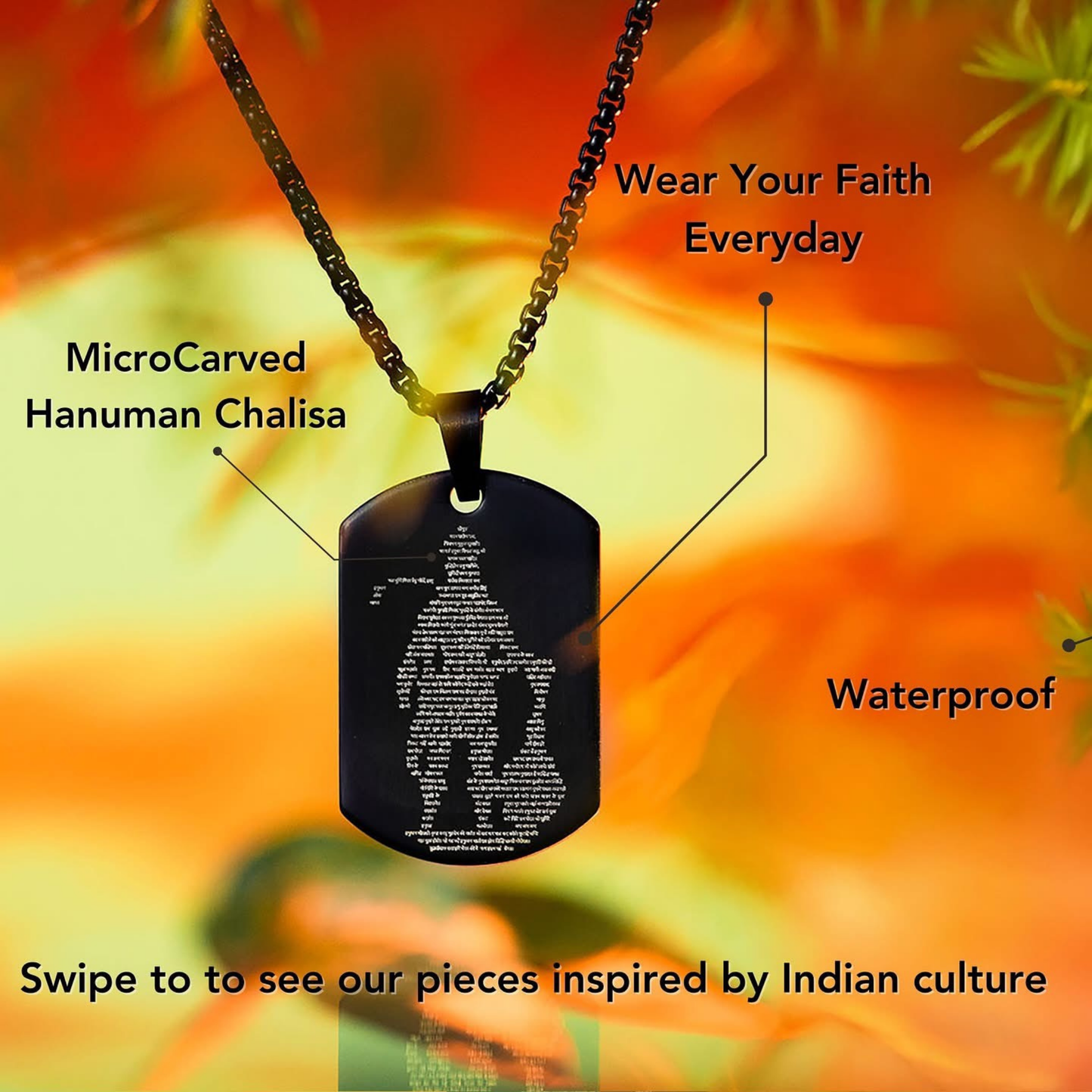 Hanuman Chalisa MicroCarved Tag Necklace