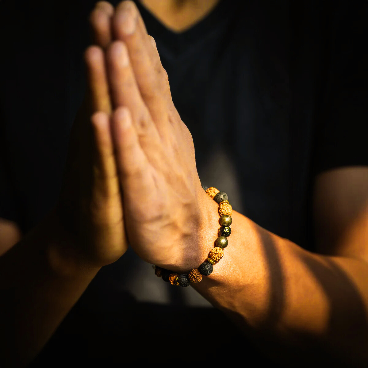 Spiritual Rudraksh Natural Stone Pyrite Oynx Bracelet