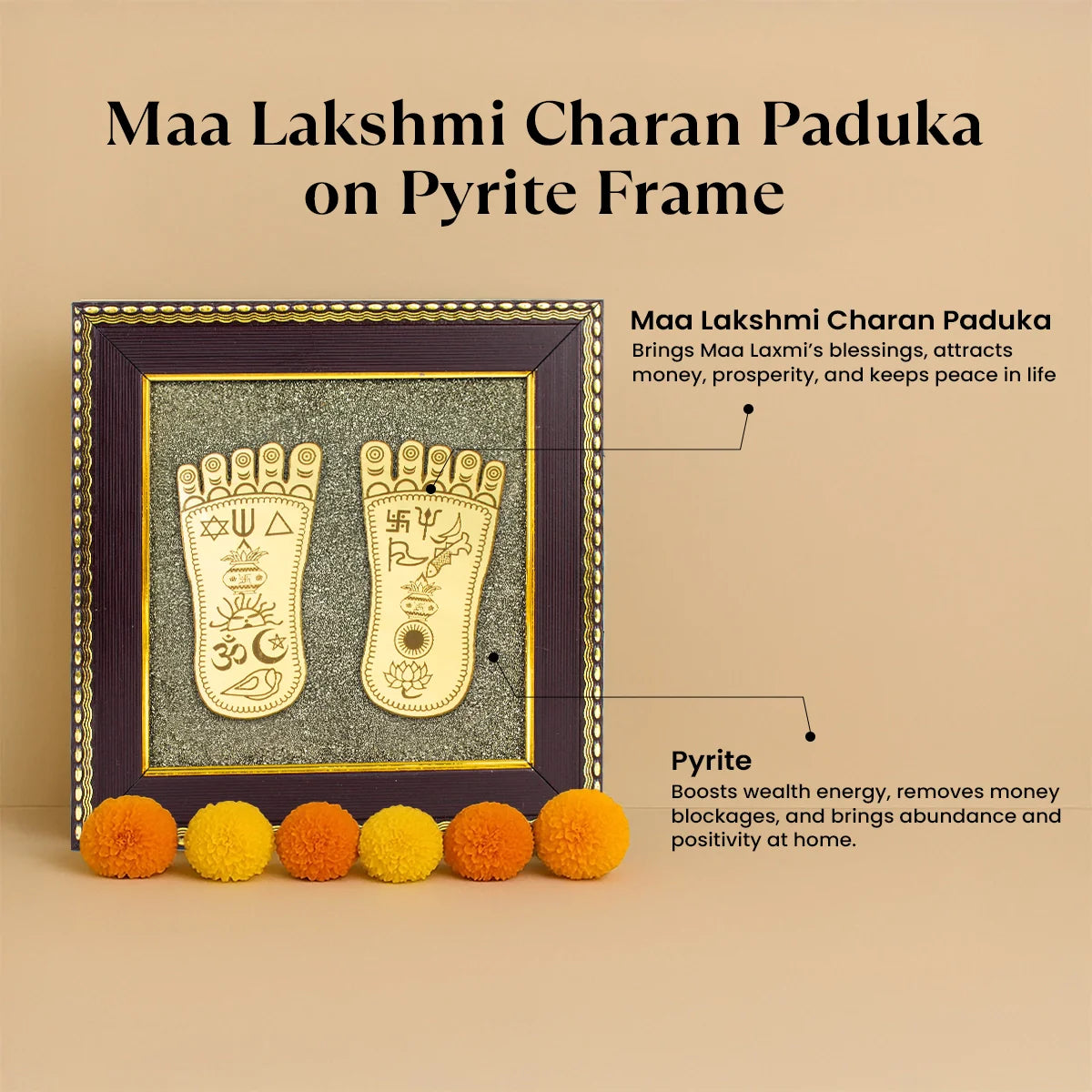 Maa Lakshmi Charan Paduka : Pyrite Frame