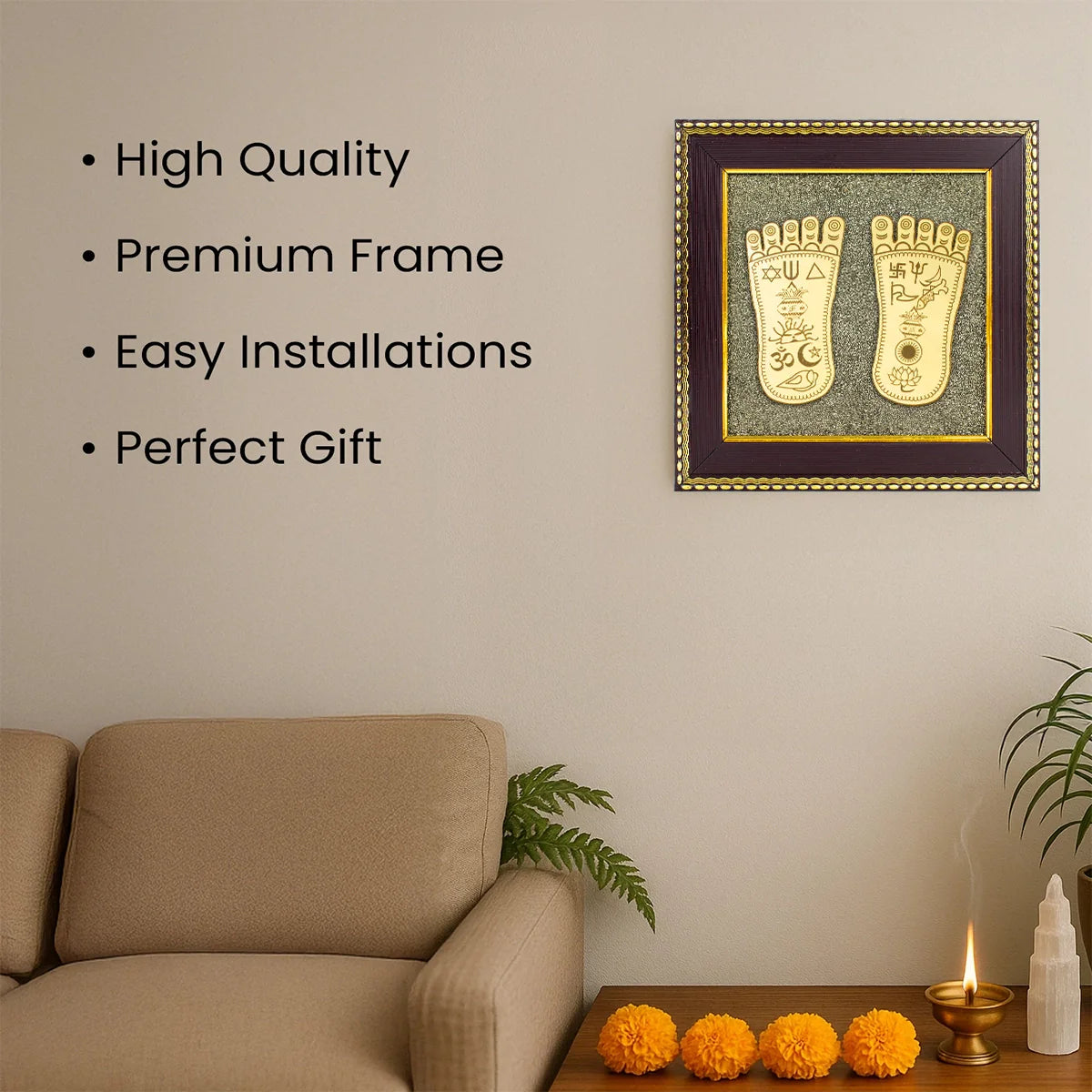 Maa Lakshmi Charan Paduka : Pyrite Frame