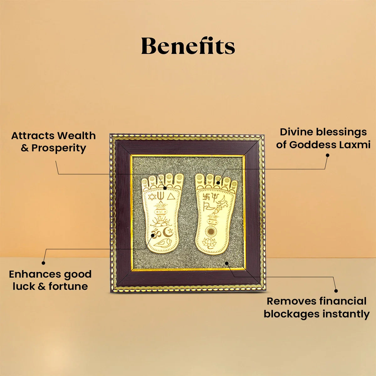 Maa Lakshmi Charan Paduka : Pyrite Frame