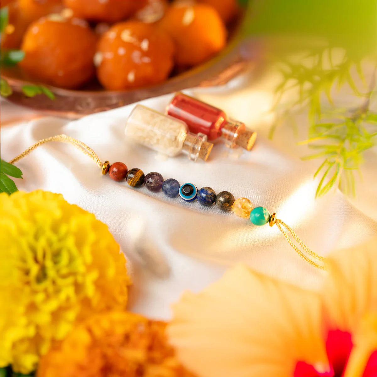 Super 9 Chakra Natural Stone Rakhi