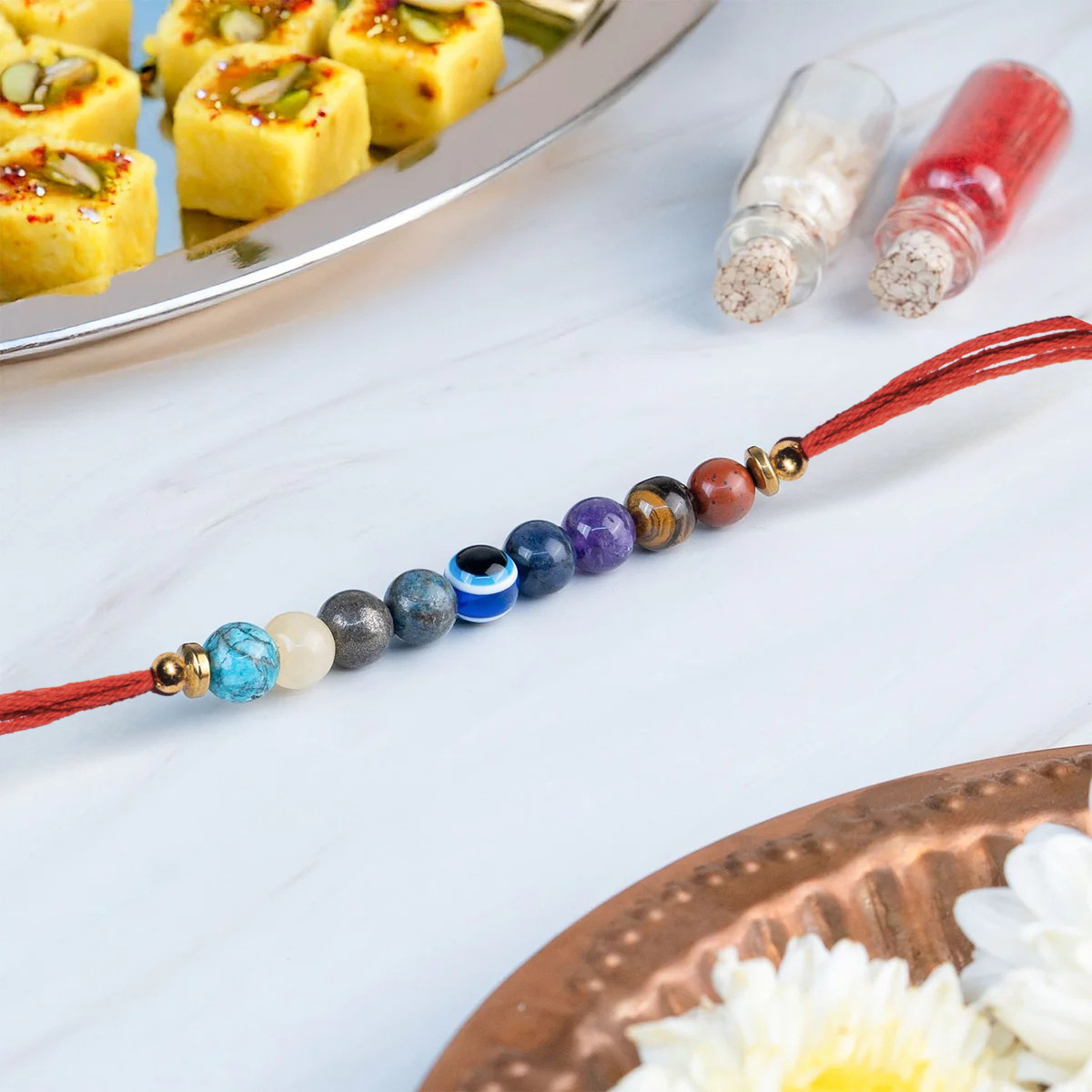 Super 9 Chakra Natural Stone Rakhi
