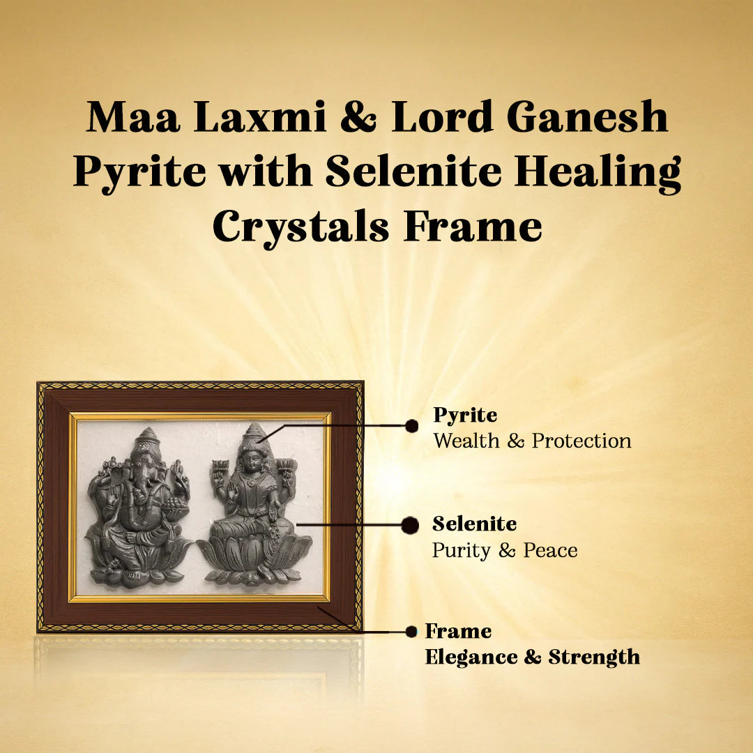 Pyrite Selenite frame : Laxmi Ganesh