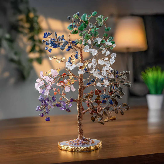 11 Chakra Natural Stone Tree With Natural Agate Base