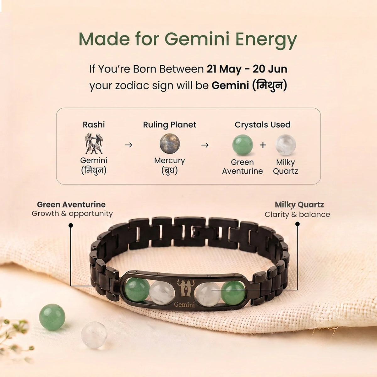 Gemini Zodiac Metal Bracelet