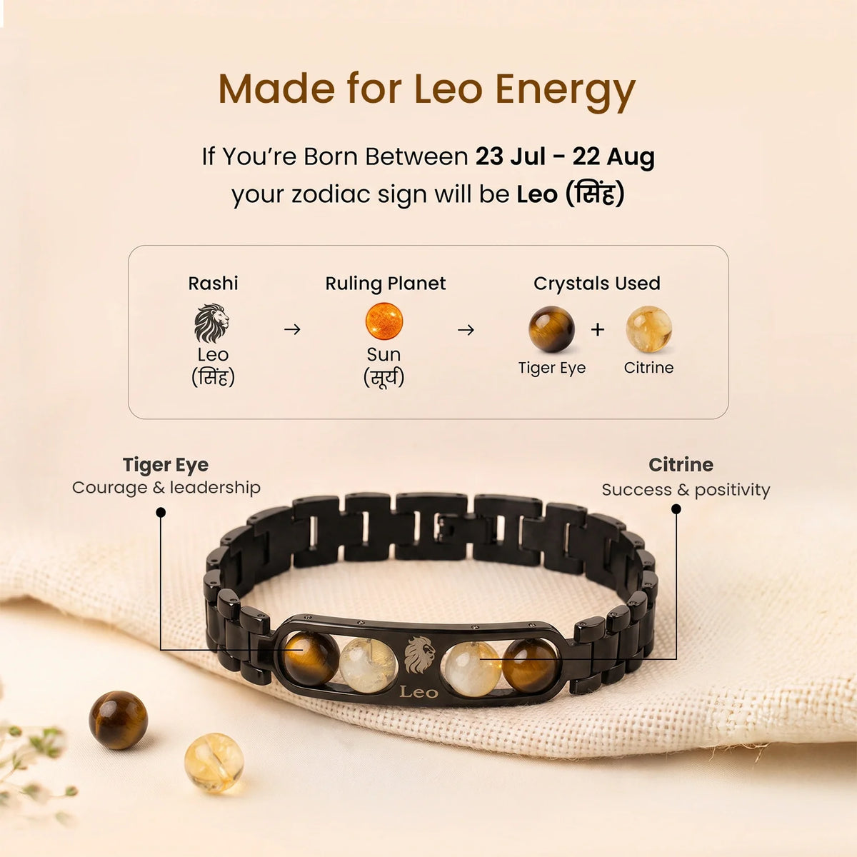 Leo Zodiac Metal Bracelet