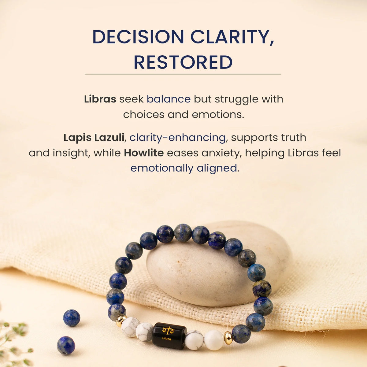Libra (तुला राशि) Zodiac Bracelet – Lapis Lazuli & Howlite