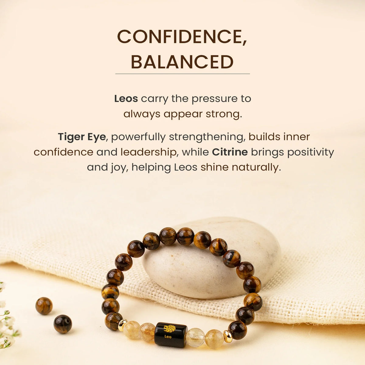 Leo (सिंह राशि) Zodiac Bracelet – Tiger Eye & Citrine