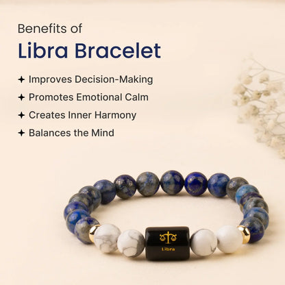 Libra (तुला राशि) Zodiac Bracelet – Lapis Lazuli & Howlite