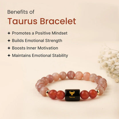 Taurus (वृषभ राशि) Zodiac Bracelet – Sunstone & Carnelian