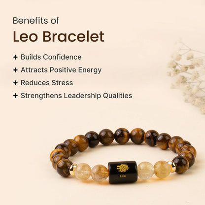 Leo (सिंह राशि) Zodiac Bracelet – Tiger Eye & Citrine