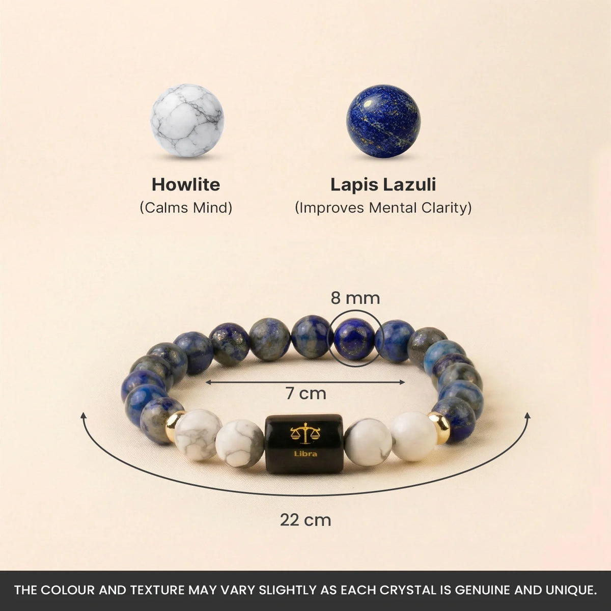 Libra (तुला राशि) Zodiac Bracelet – Lapis Lazuli & Howlite