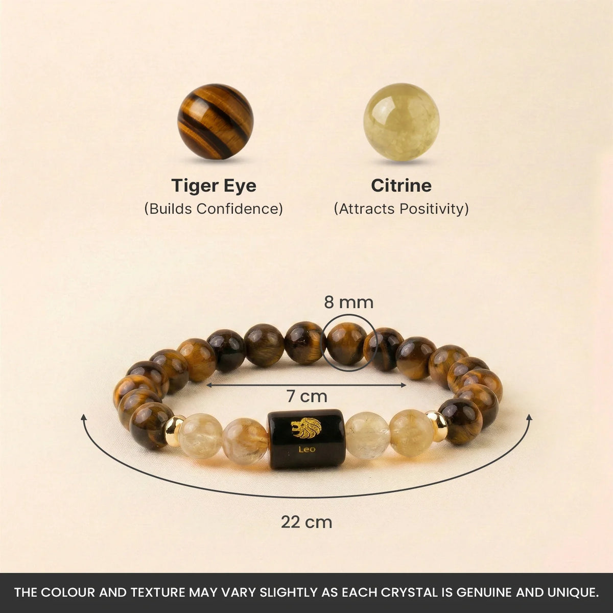 Leo (सिंह राशि) Zodiac Bracelet – Tiger Eye & Citrine