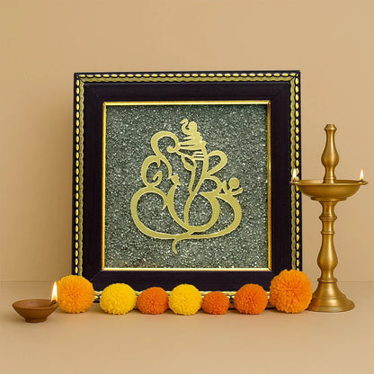 Ganesh Ji on Raw Pyrite Frame