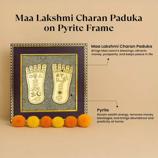 Maa Lakshmi Charan Paduka : Pyrite Frame