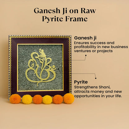 Ganesh Ji on Raw Pyrite Frame