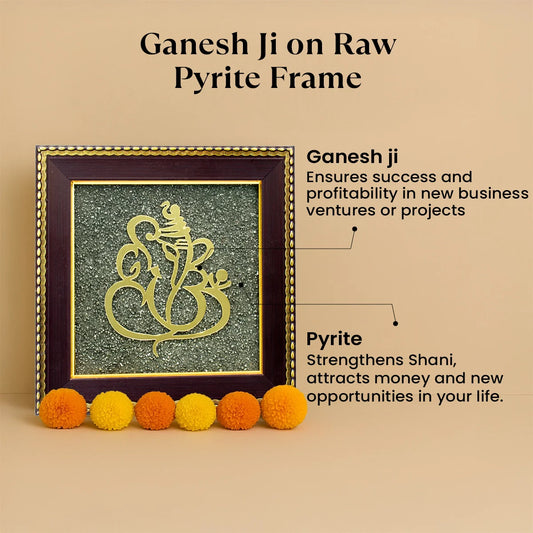Ganesh Ji on Raw Pyrite Frame