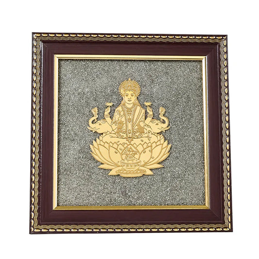 Goddess of Wealth & Fortune Gajalakshmi Raw Pyrite Frame