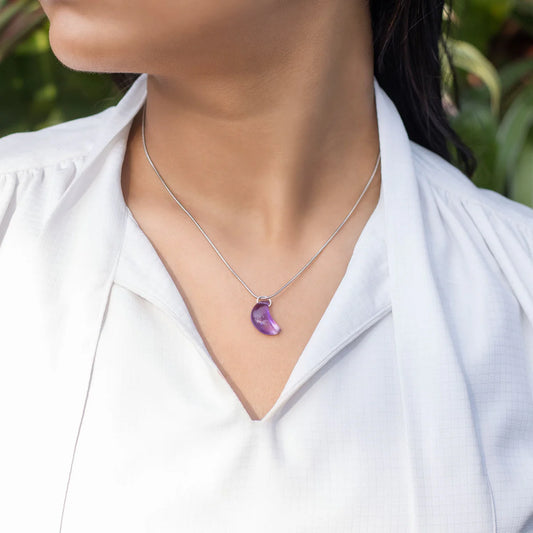 Amethyst Natural Stone Moon Necklace