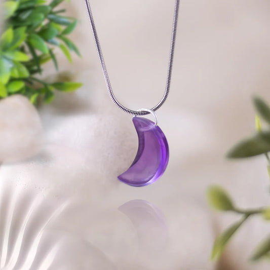 Amethyst Natural Stone Moon Necklace