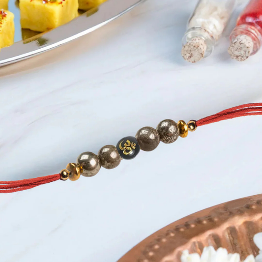 Money Magnet Pyrite + Onyx Natural Stone Rakhi