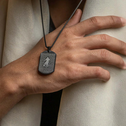 Sacred Hanuman Chalisa MicroCarved Tag Necklace