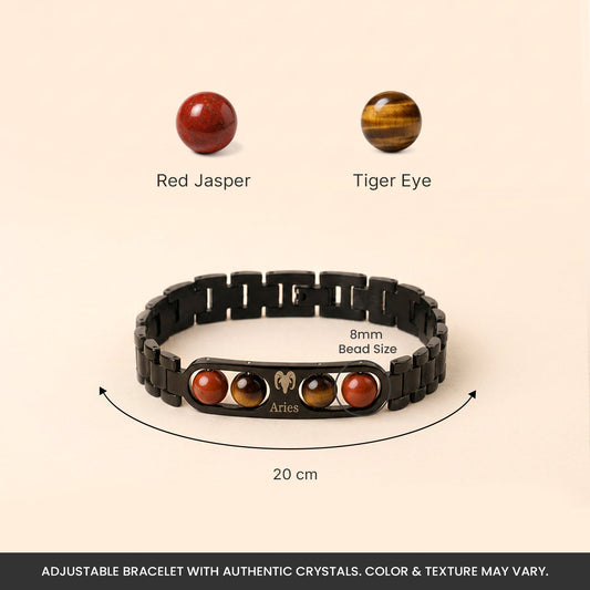 Aries Zodiac Metal Bracelet size and bead details