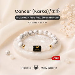 Cancer (कर्क राशि) Zodiac Bracelet – Howlite & Milky Quartz