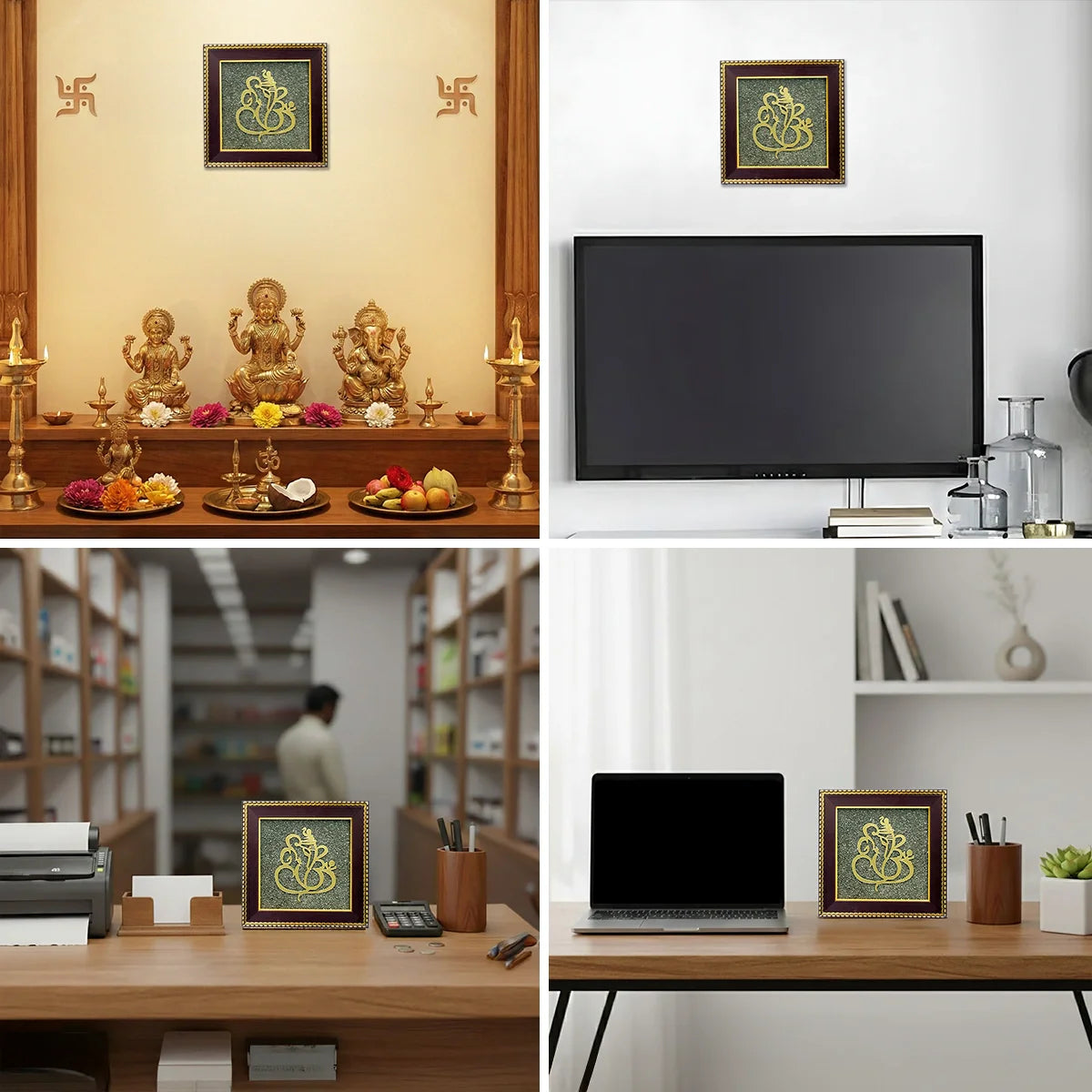 Ganesh Ji on Raw Pyrite Frame