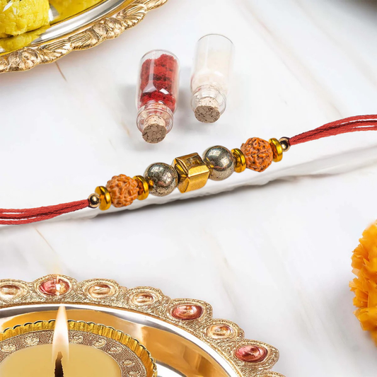 Prosperity Pyrite Rudraksh Natural Stone Rakhi