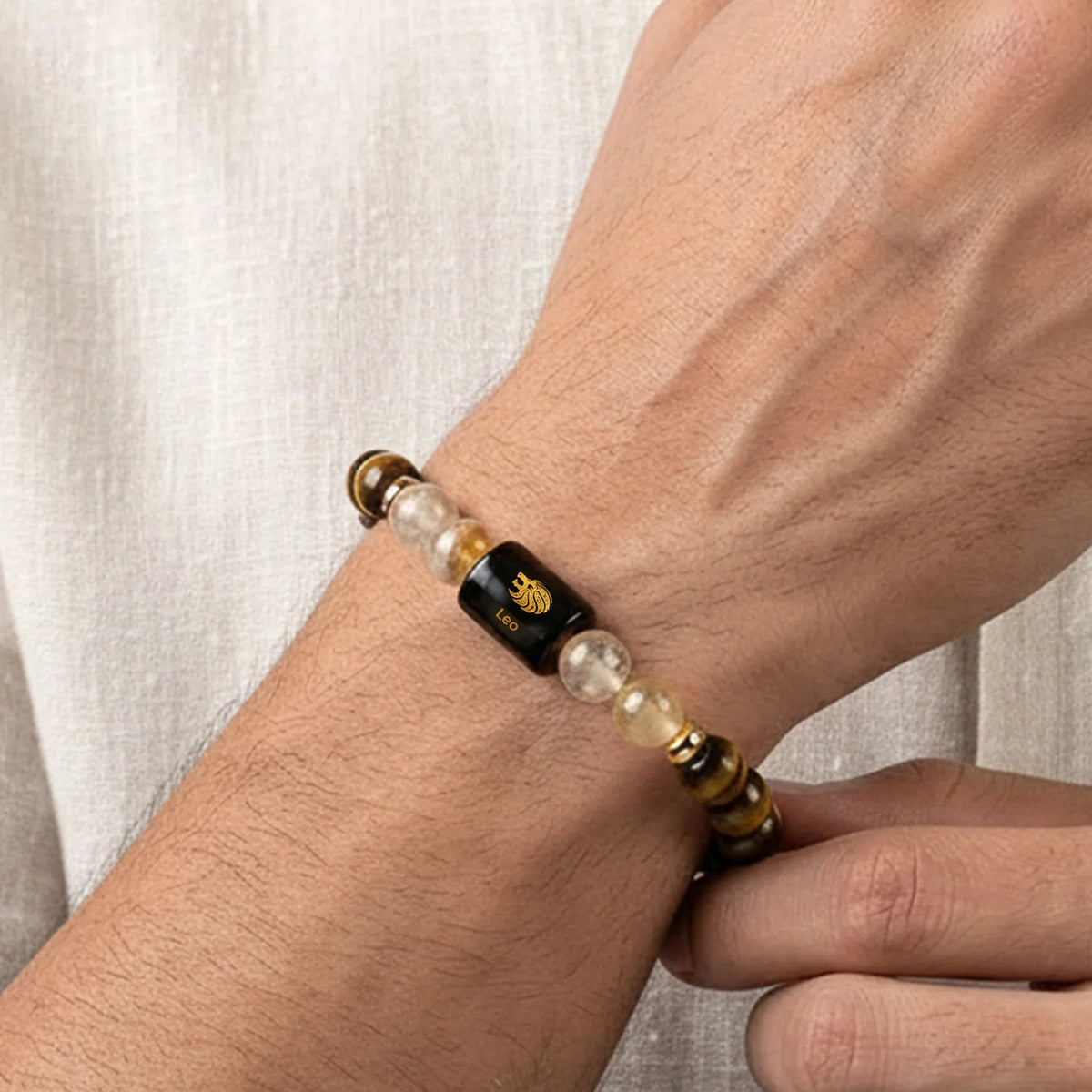 Leo (सिंह राशि) Zodiac Bracelet – Tiger Eye & Citrine