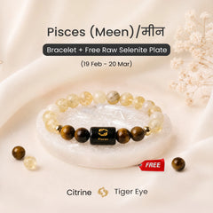 Pisces (मीन राशि) Zodiac Bracelet – Citrine & Tiger Eye
