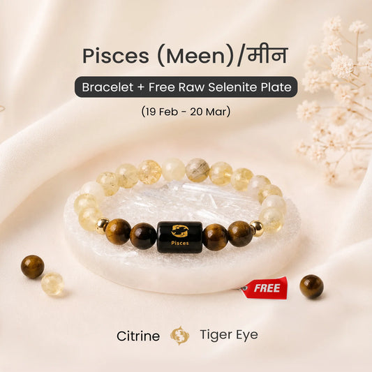 Pisces (मीन राशि) Zodiac Bracelet – Citrine & Tiger Eye
