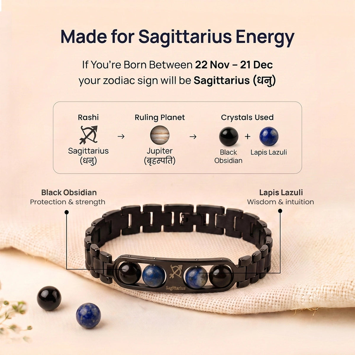 Made for Sagittarius energy - crystals used
