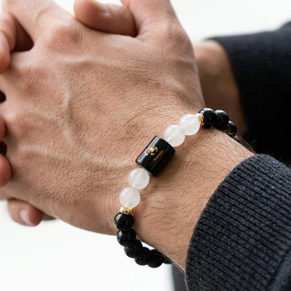 Scorpio (वृश्चिक राशि) Zodiac Bracelet – Black Obsidian & Milky Quartz